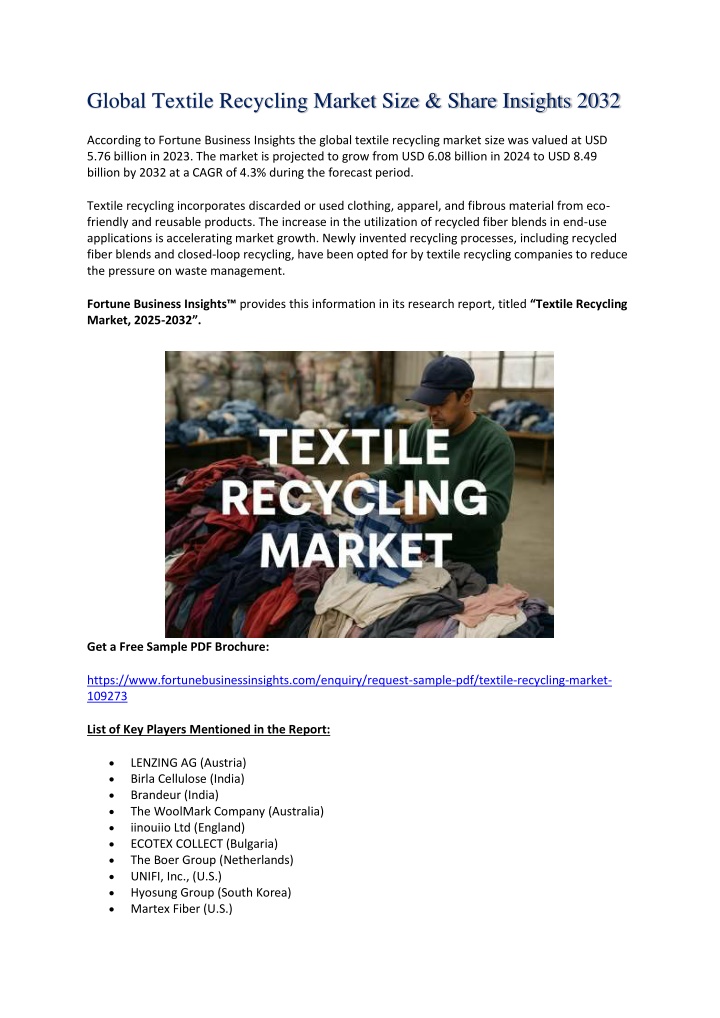 global textile recycling market size share n.w