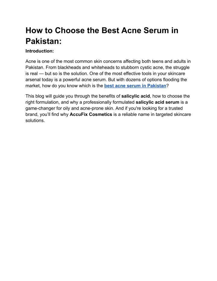 how to choose the best acne serum in pakistan n.w