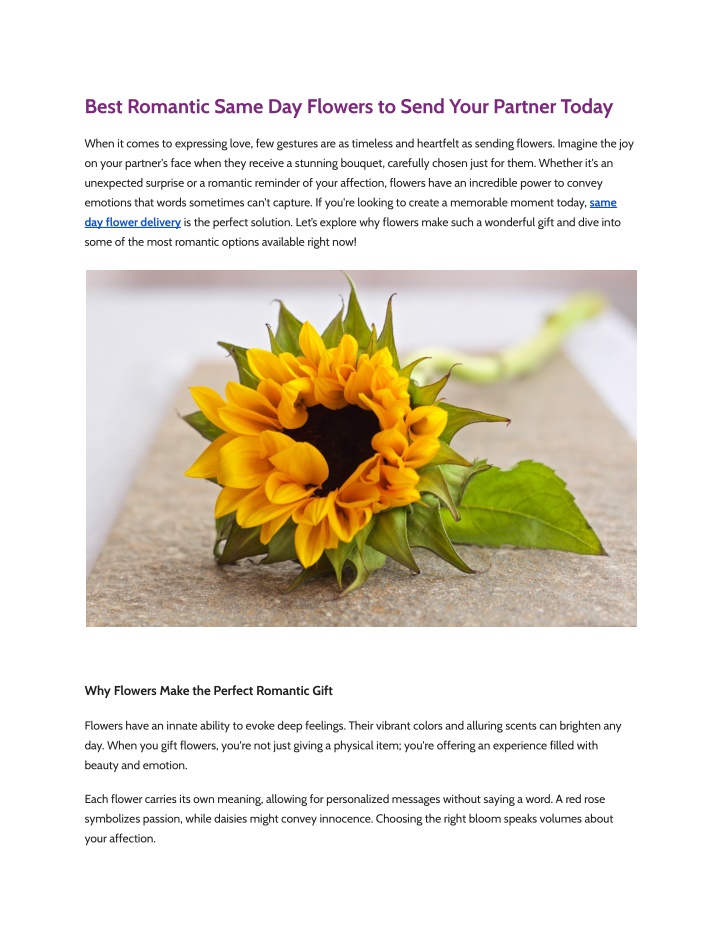 best romantic same day flowers to send your n.w