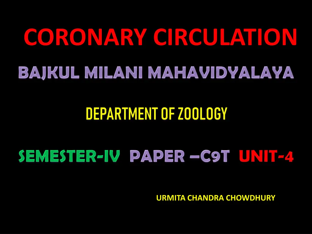 coronary circulation n.w