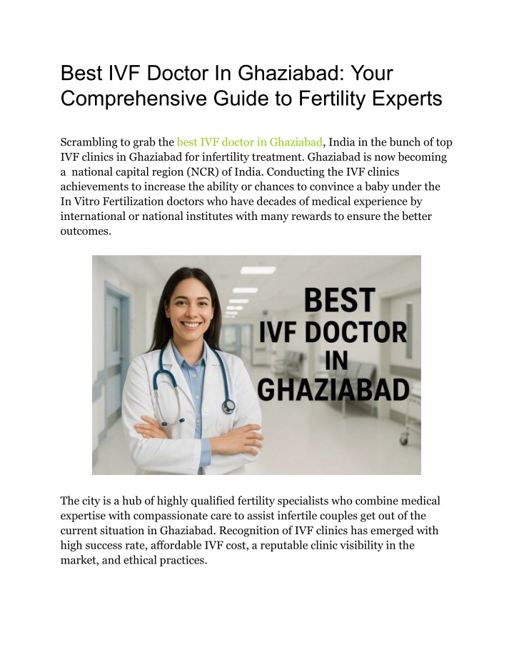 best ivf doctor in ghaziabad your comprehensive n.w