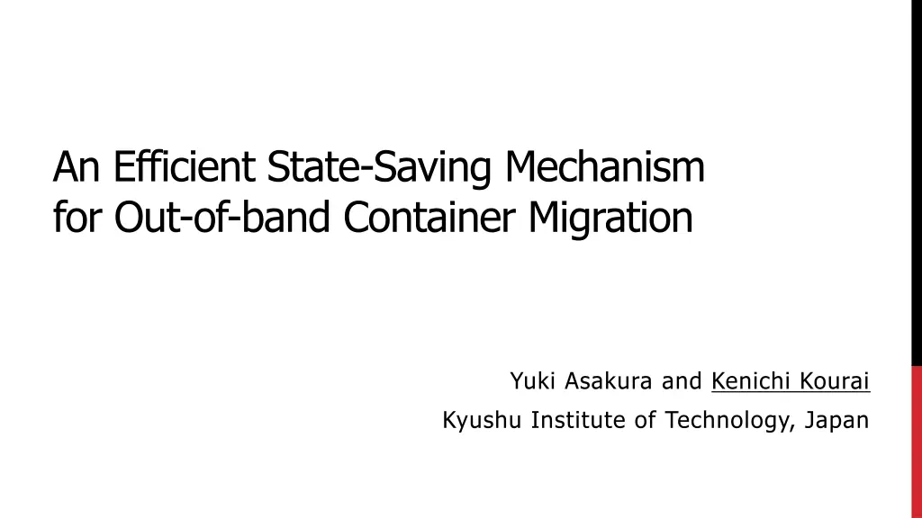 an efficient state saving mechanism n.w