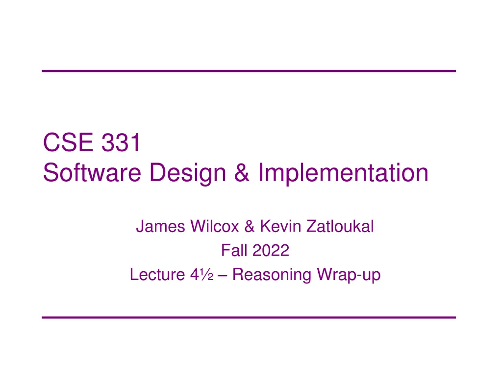 cse 331 software design implementation n.w