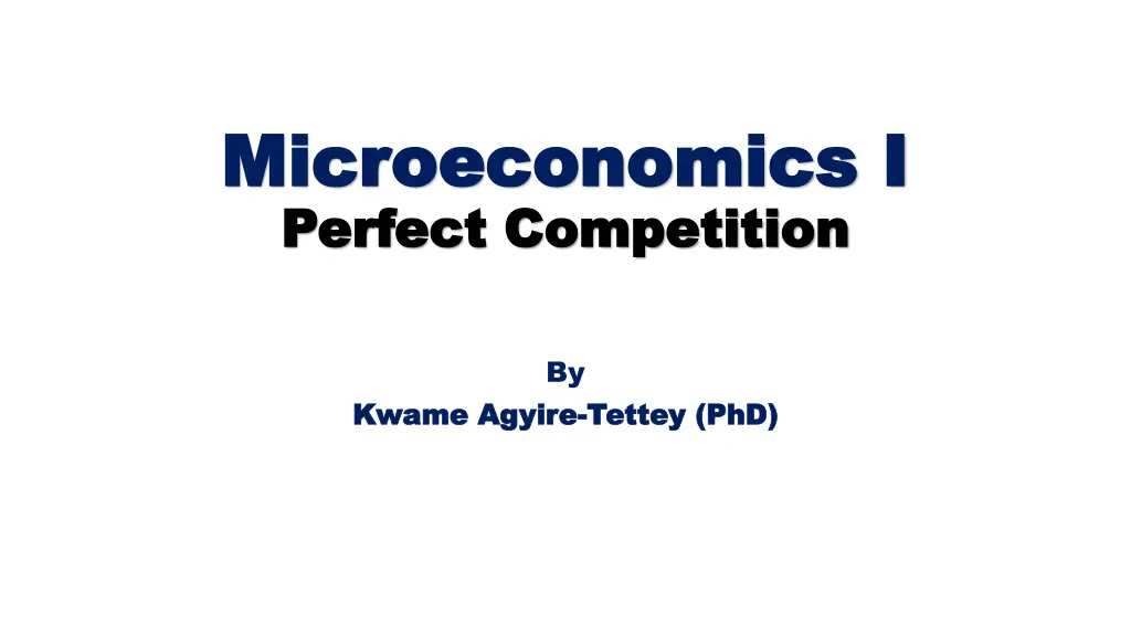 microeconomics i microeconomics i perfect n.w