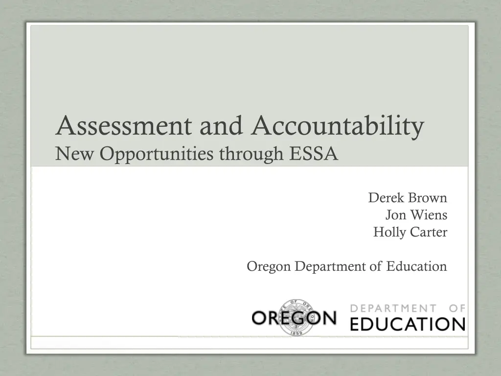 assessment and accountability new opportunities n.w