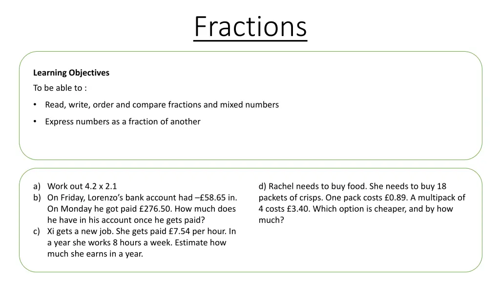 fractions n.w