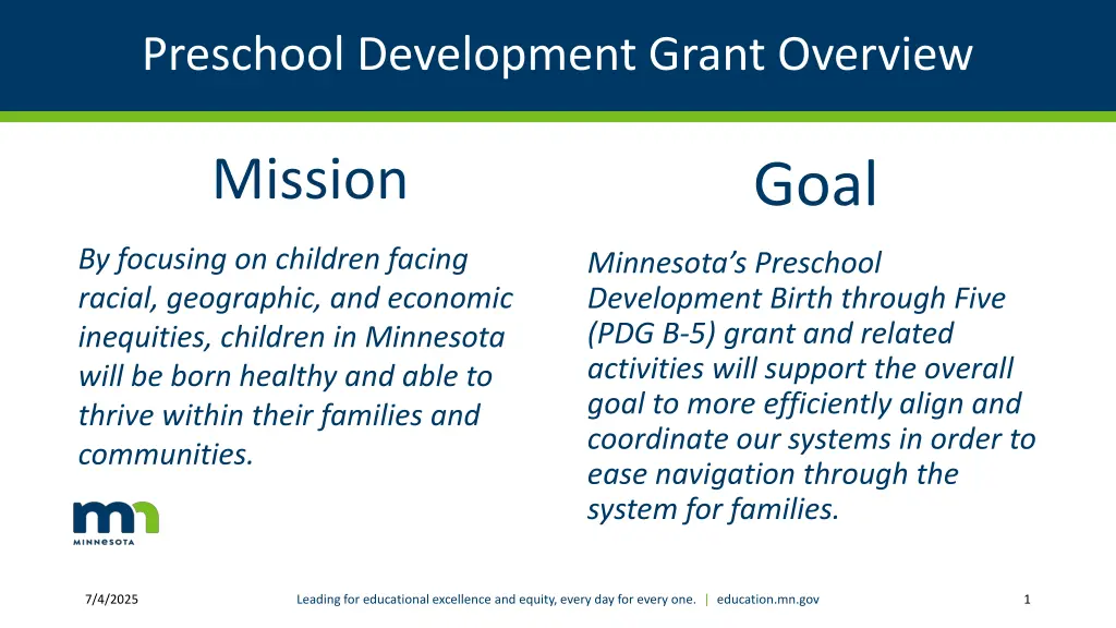 preschool development grant overview n.w