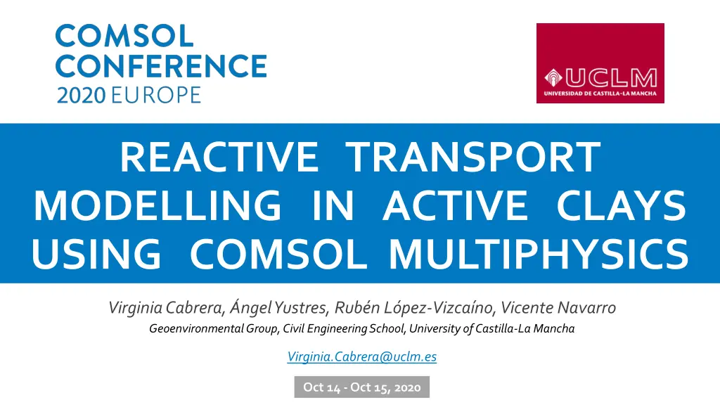 reactive transport modelling in active clays n.w