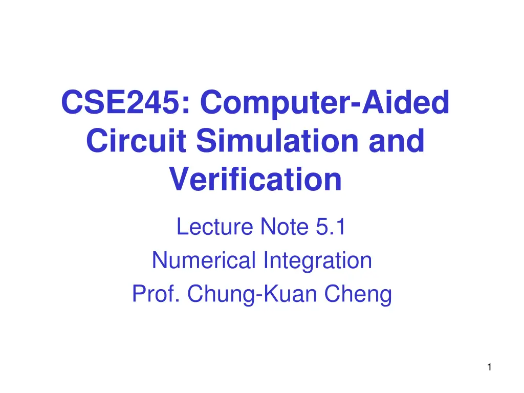 cse245 computer aided circuit simulation n.w