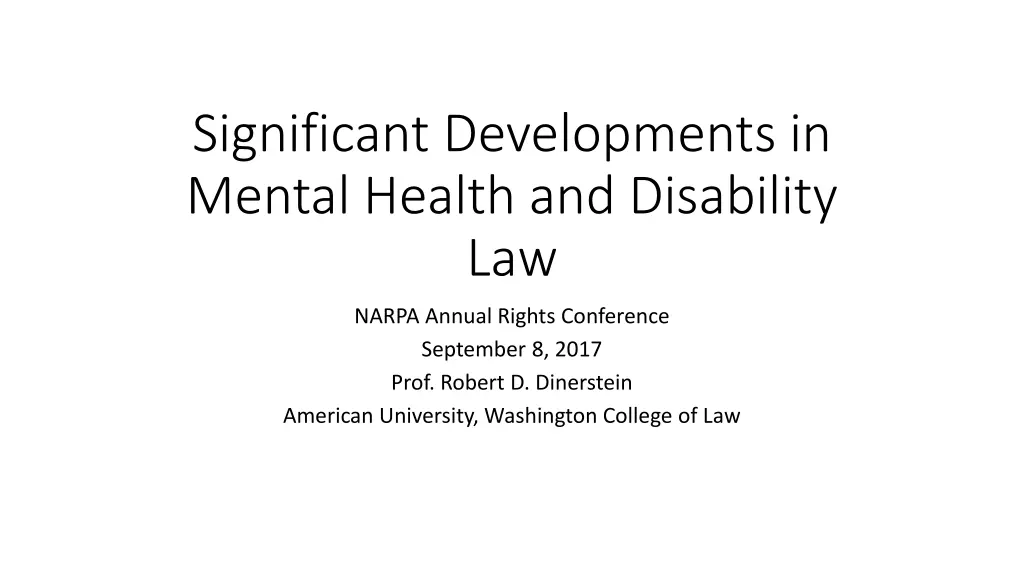 significant developments in mental health n.w