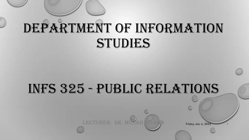 department of information studies n.w
