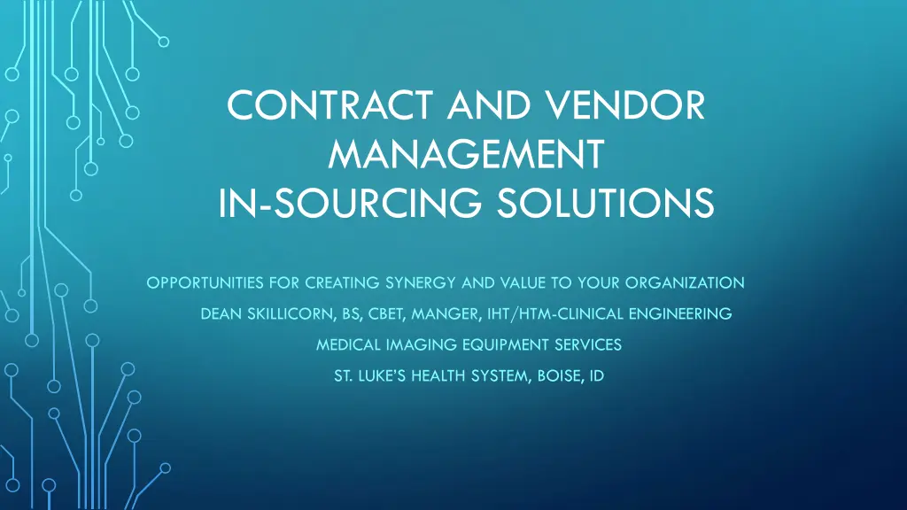 contract and vendor management in sourcing n.w