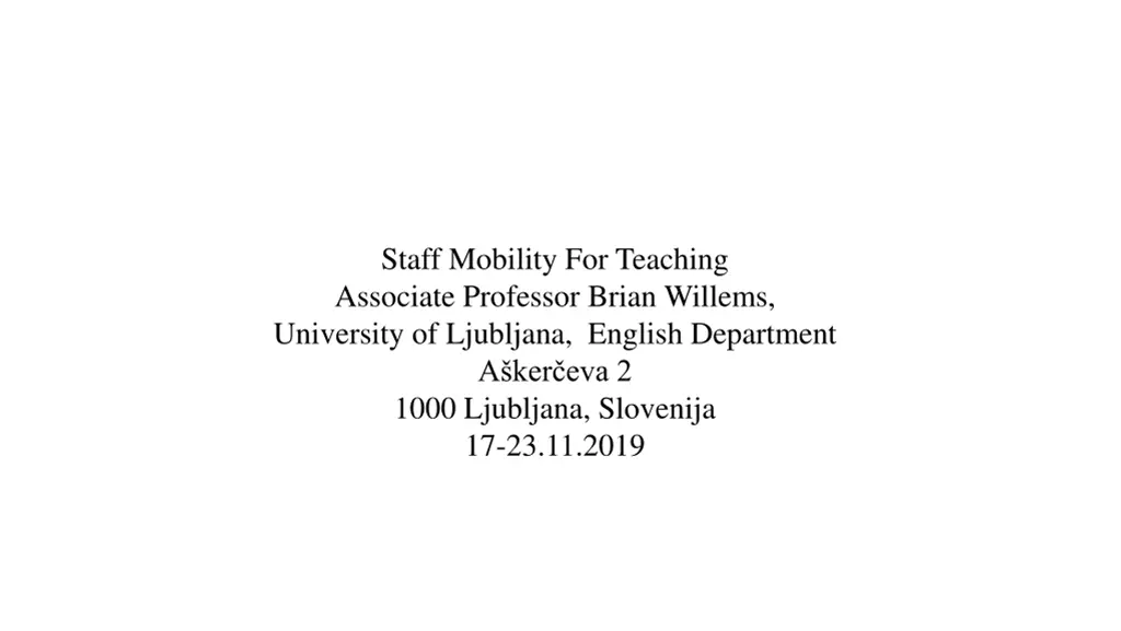 staff mobility for teaching associate professor n.w