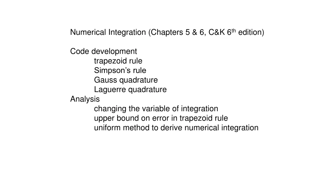numerical integration chapters n.w