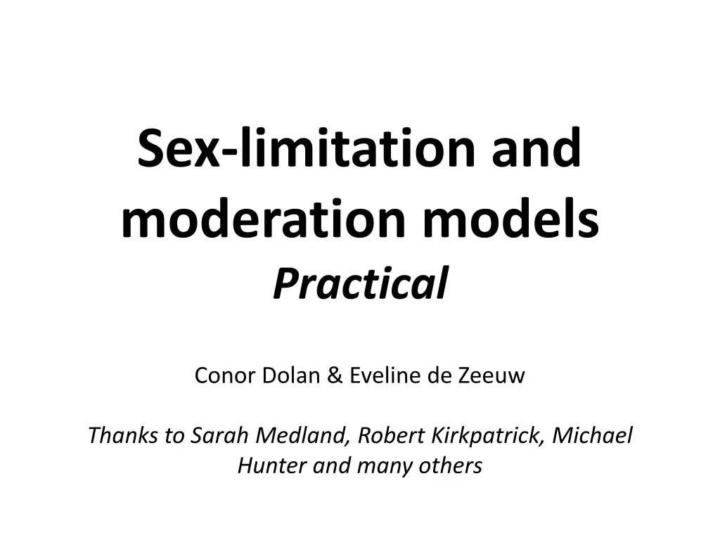 sex limitation and moderation models practical n.w