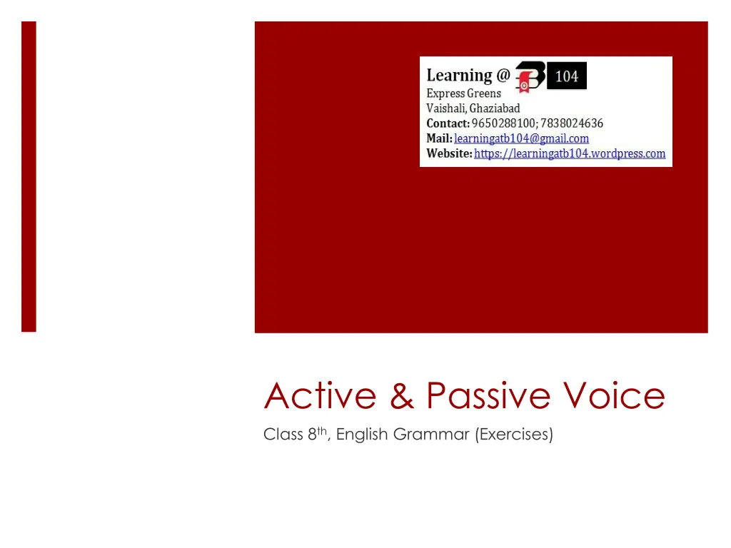 active passive voice class 8 th english grammar n.w