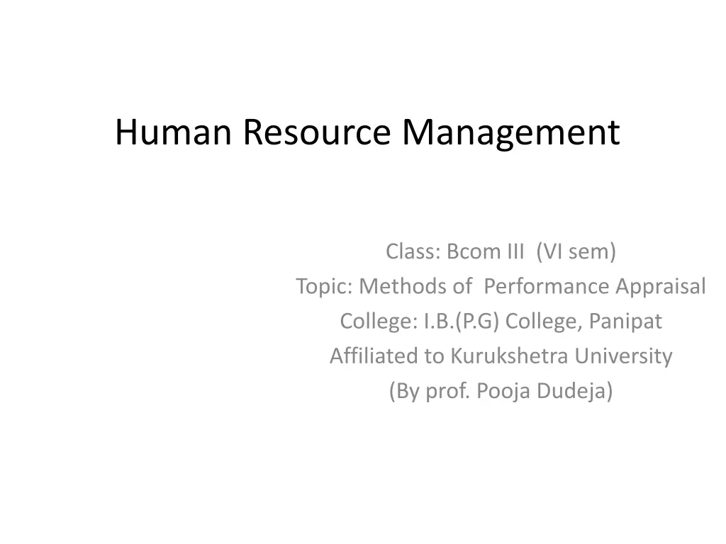 human resource management n.w