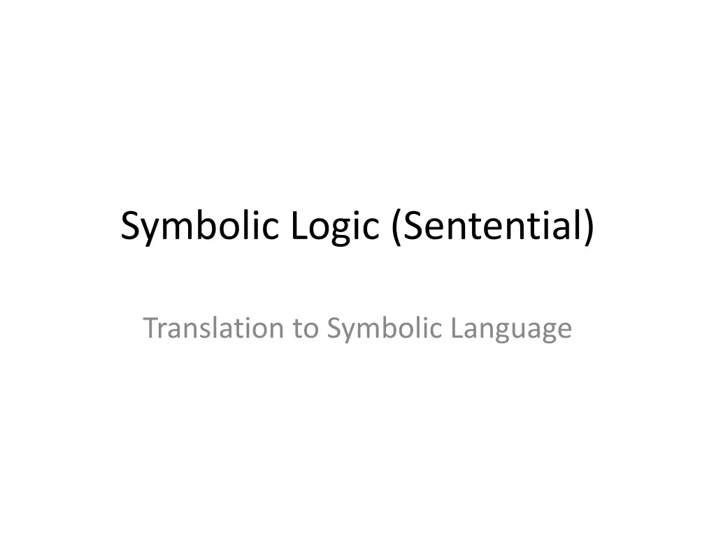 symbolic logic sentential n.w