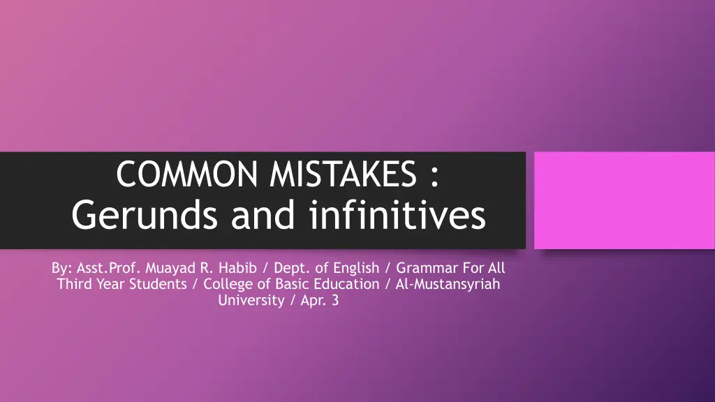 common mistakes gerunds and infinitives n.w