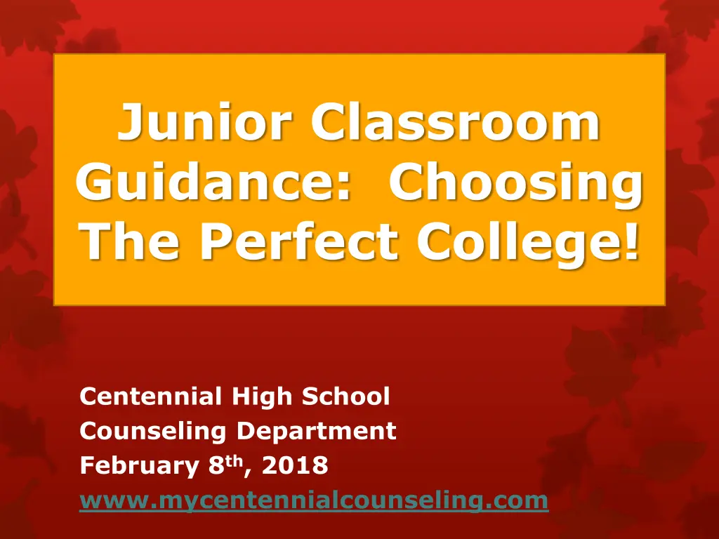junior classroom guidance choosing the perfect n.w