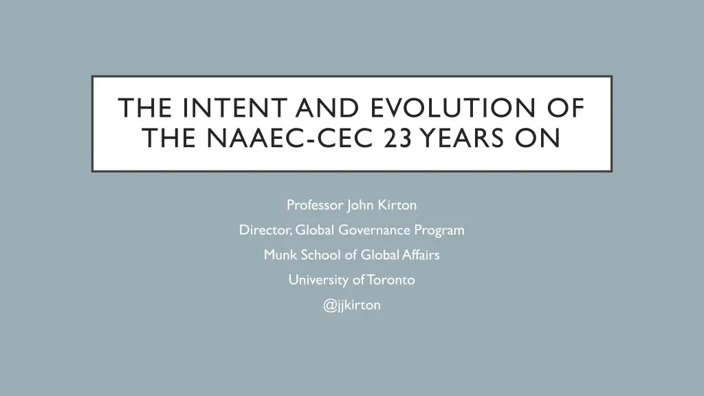 the intent and evolution of the naaec n.w
