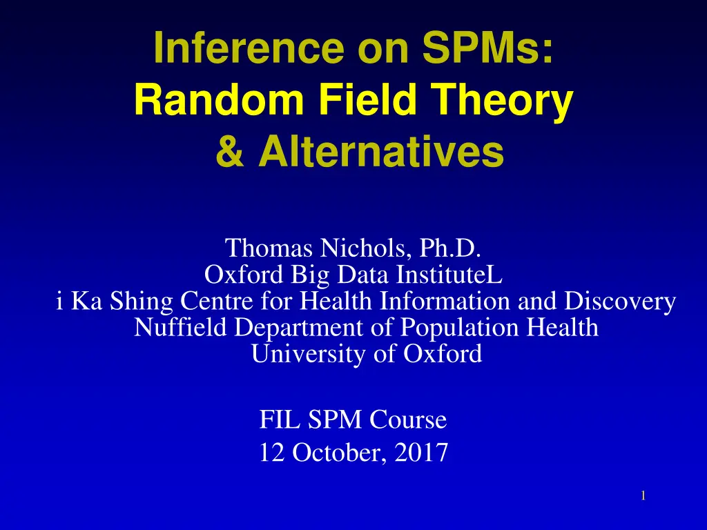 inference on spms random field theory alternatives n.w