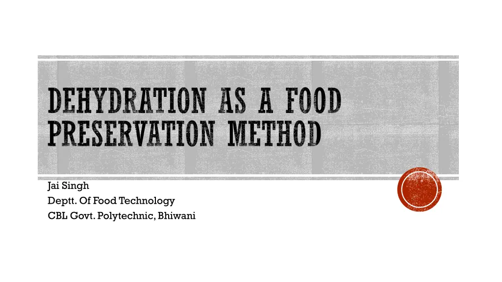 dehydration as a food preservation method n.w