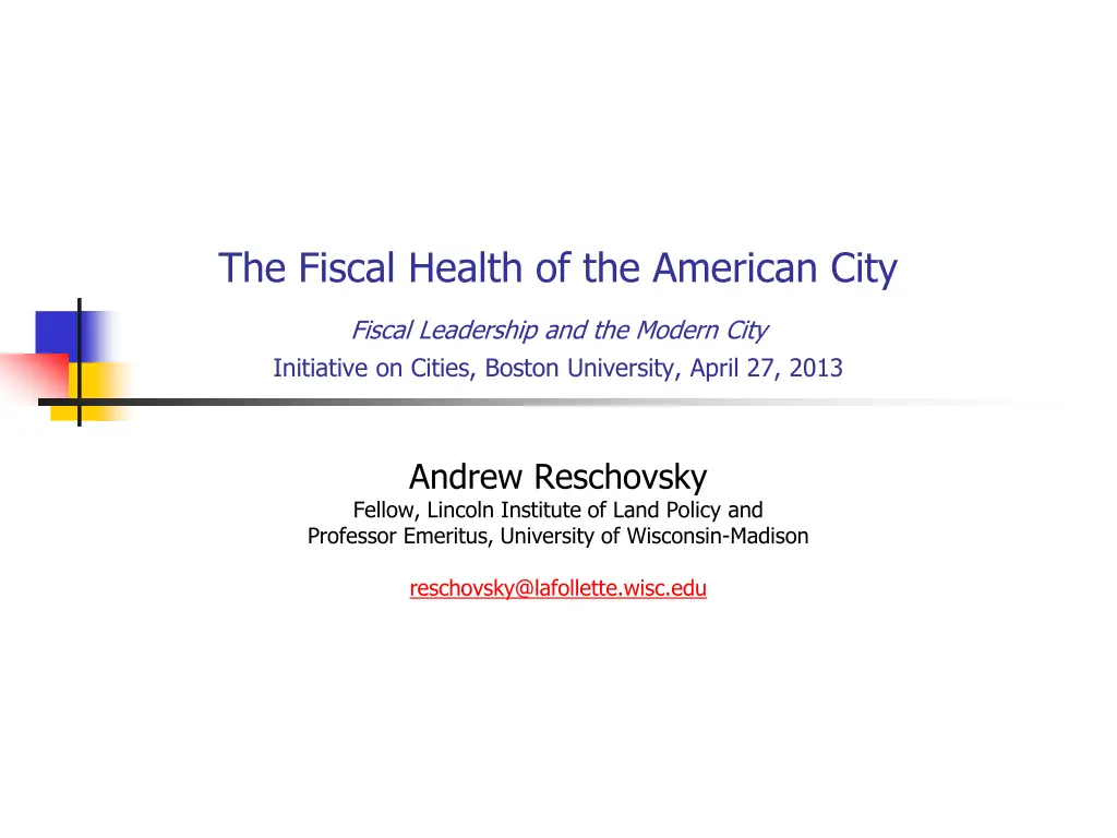 the fiscal health of the american city n.w