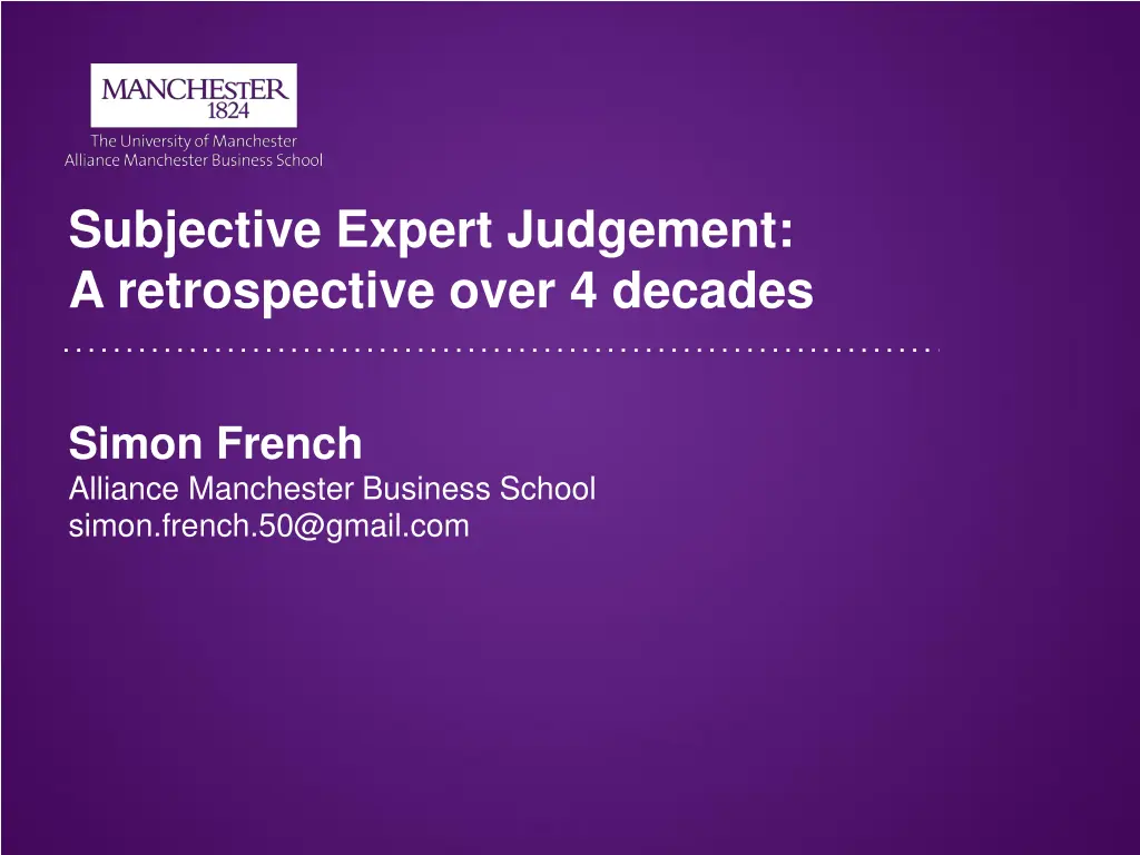 subjective expert judgement a retrospective over n.w