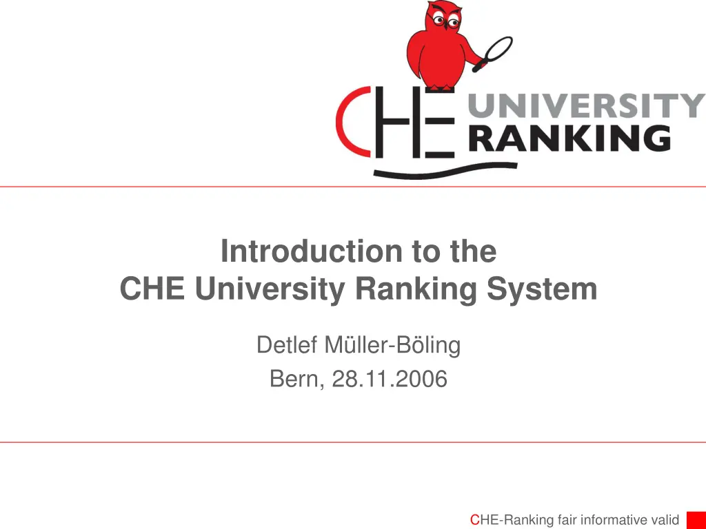 introduction to the che university ranking system n.w