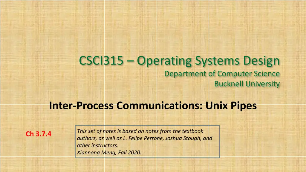 csci315 operating systems design department n.w
