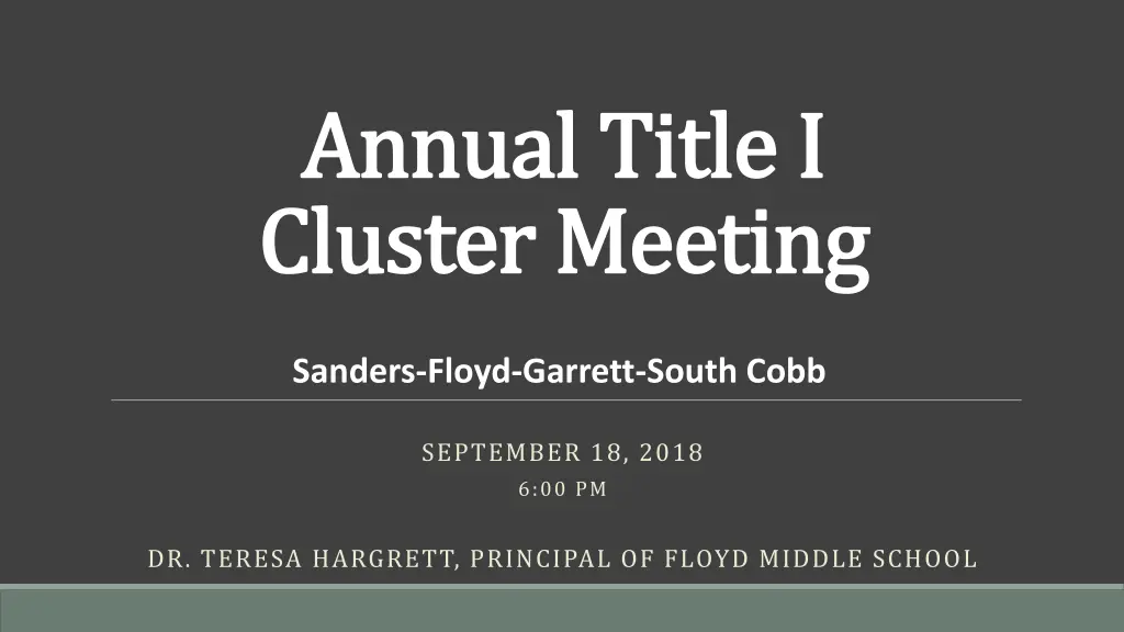 annual title i annual title i cluster meeting n.w