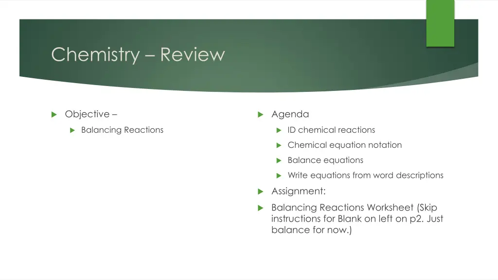 chemistry review n.w