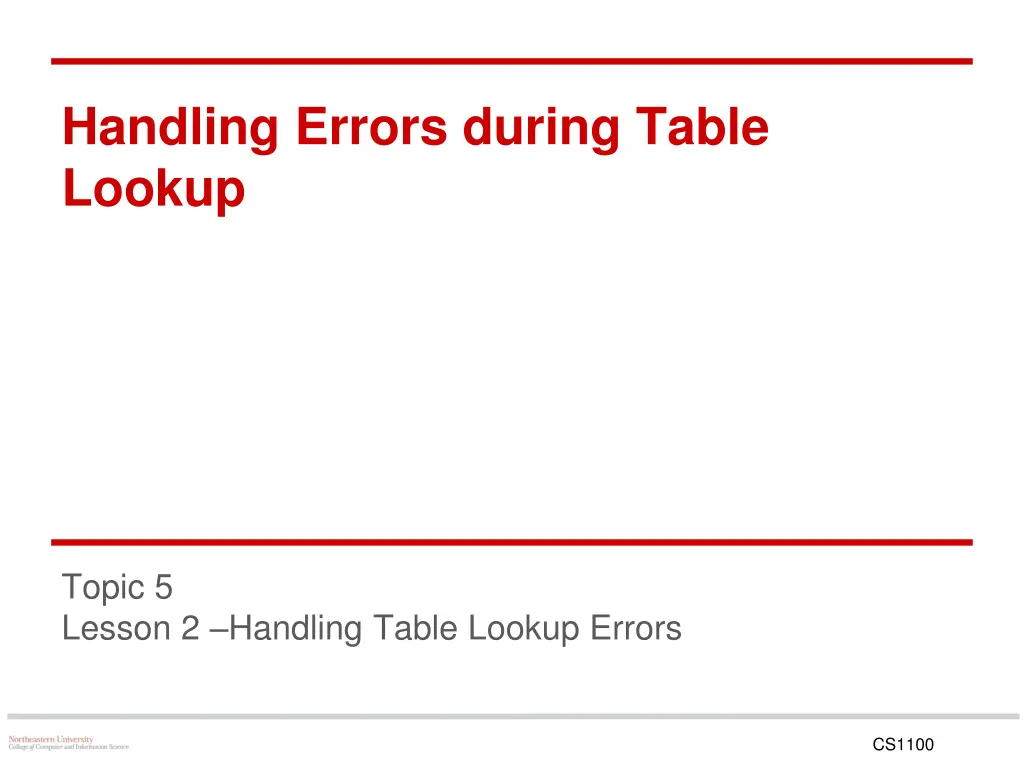 handling errors during table lookup n.w
