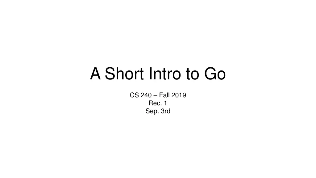 a short intro to go n.w