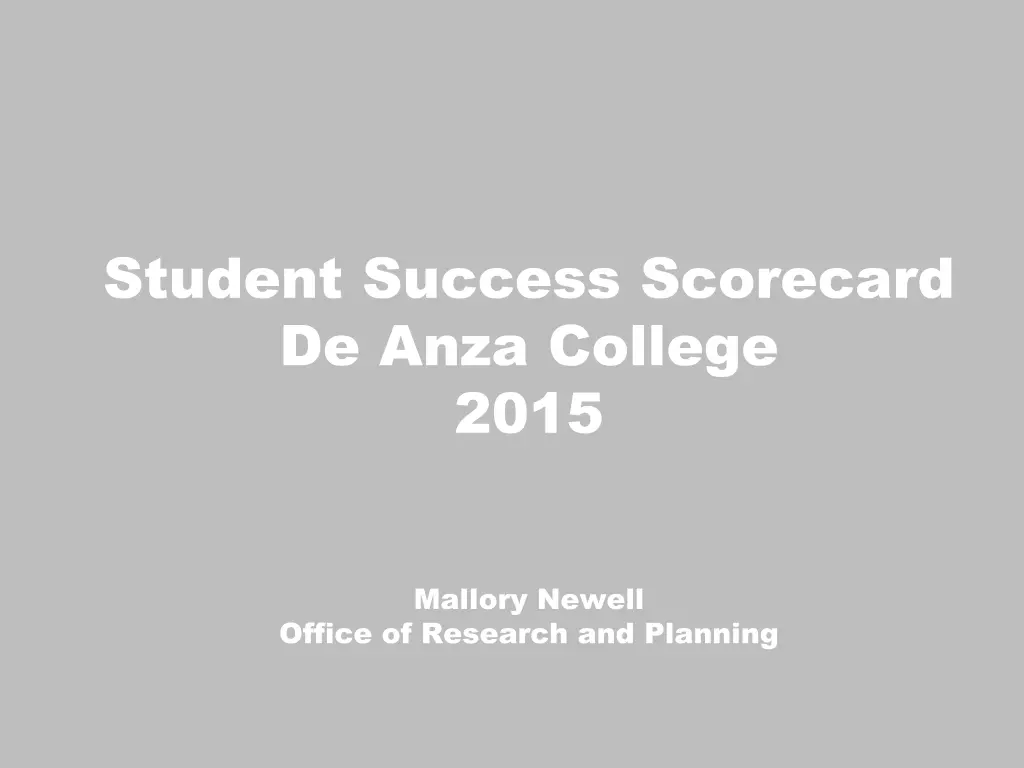 student success scorecard de anza college 2015 n.w