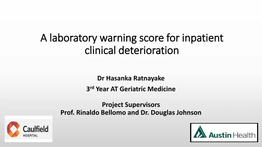 a laboratory warning score for inpatient n.w