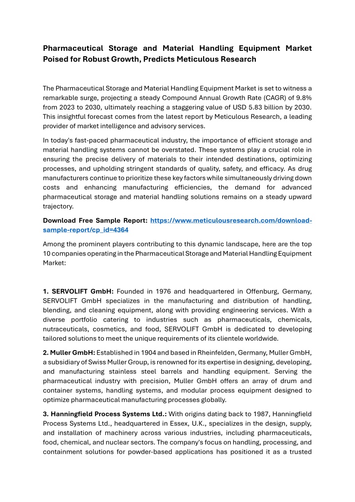 pharmaceutical storage and material handling n.w