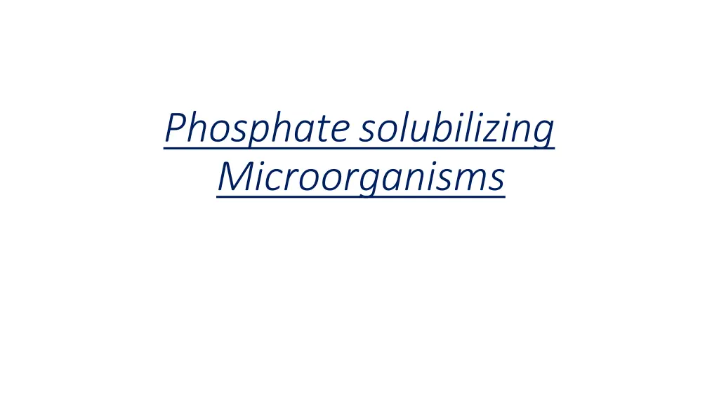 phosphate solubilizing microorganisms n.w