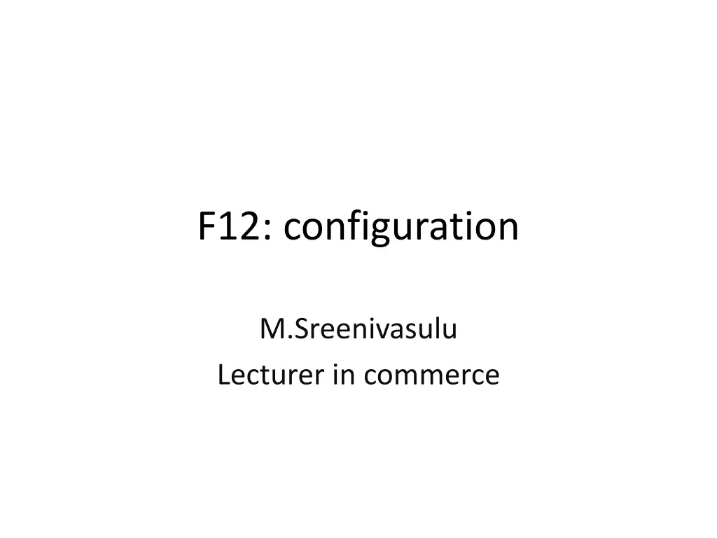 f12 configuration n.w