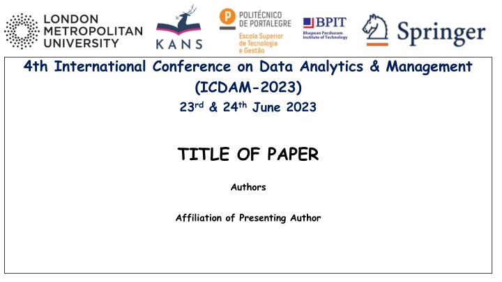 4th International Conference on Data Analytics & Management (ICDAM-2023) - Research Findings and Future Directions