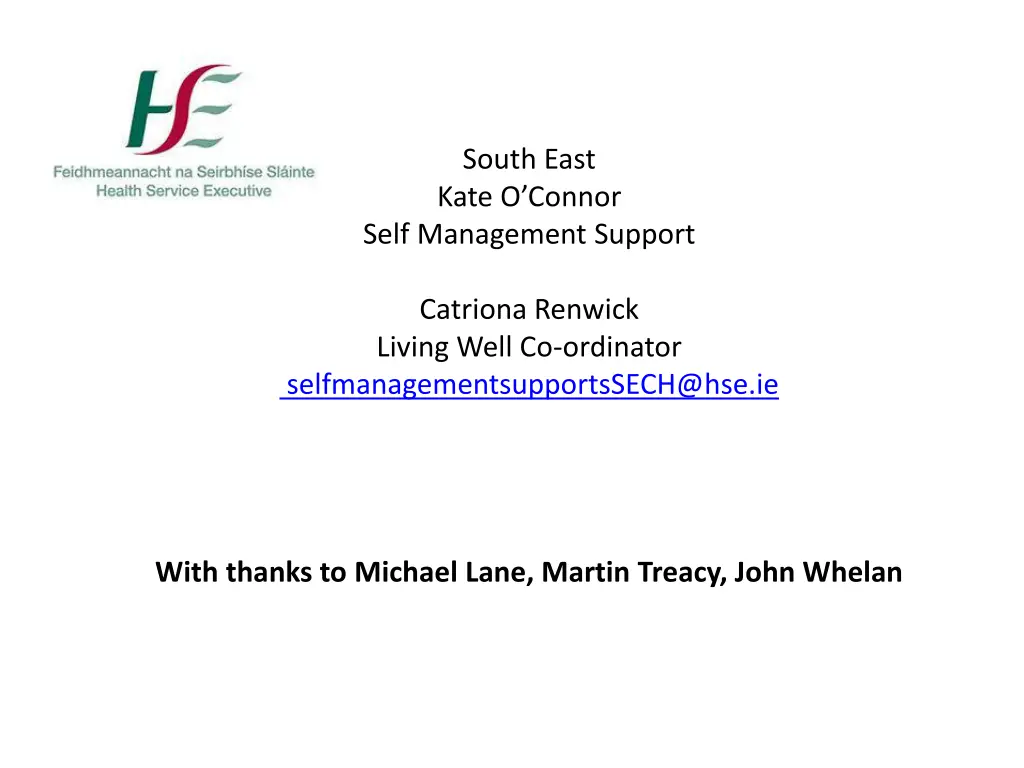 south east kate o connor self management support n.w