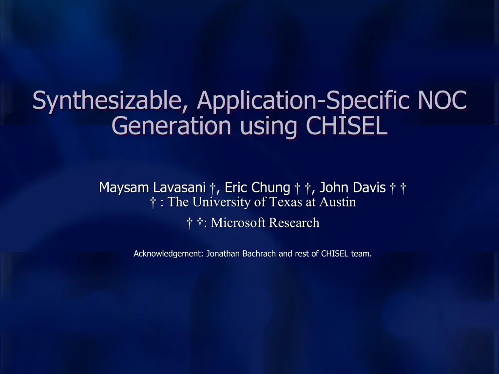 synthesizable application specific noc generation n.w