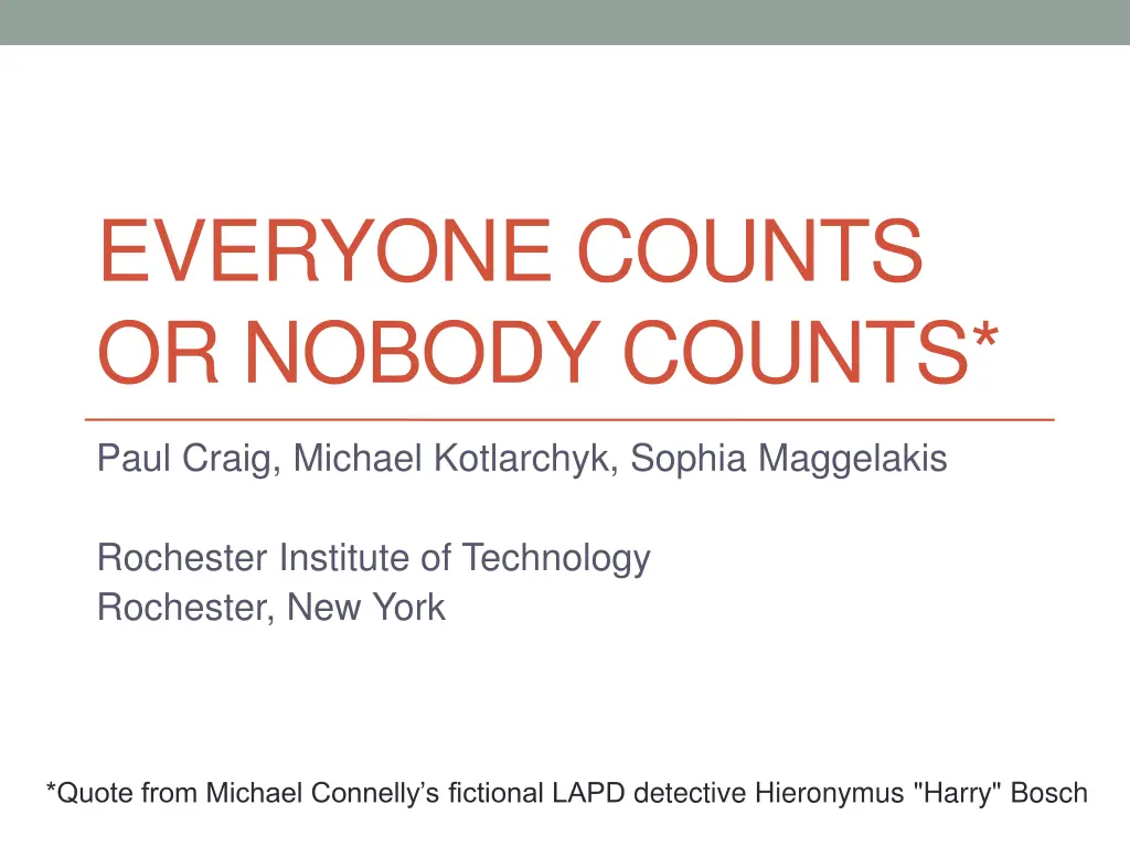 everyone counts or nobody counts n.w