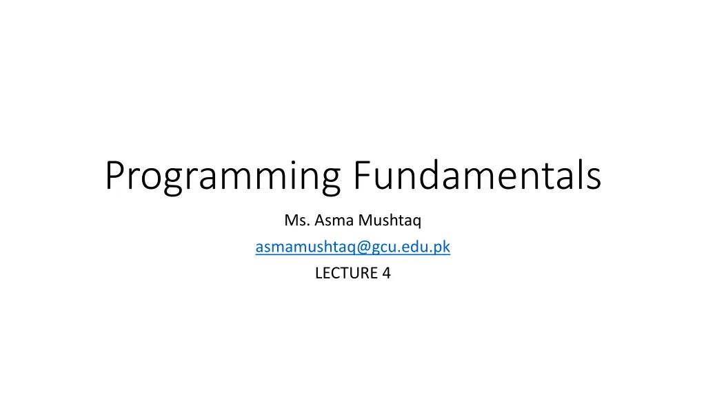 programming fundamentals n.w