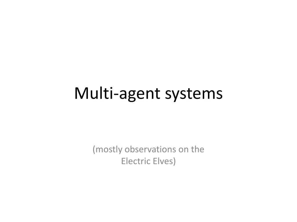 multi agent systems n.w