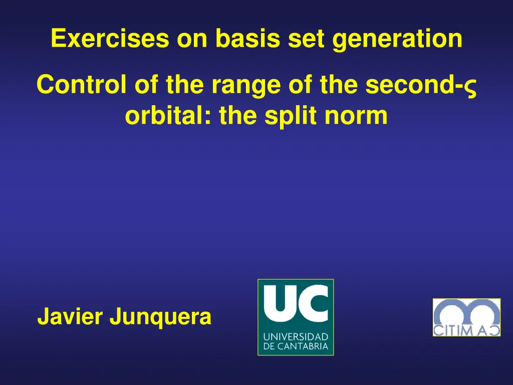 exercises on basis set generation n.w