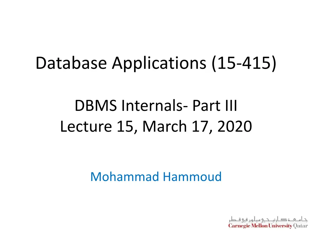 database applications 15 415 n.w