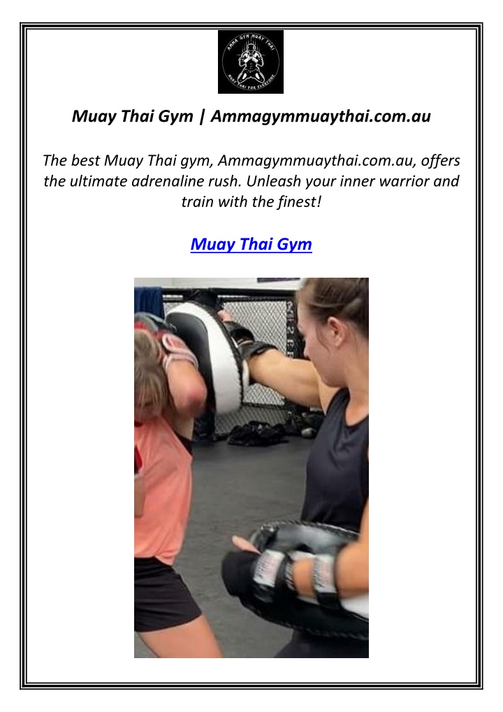 muay thai gym ammagymmuaythai com au n.w