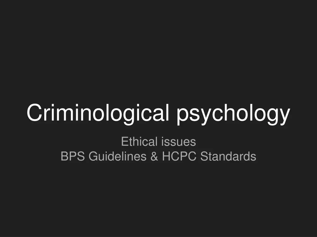 criminological psychology n.w